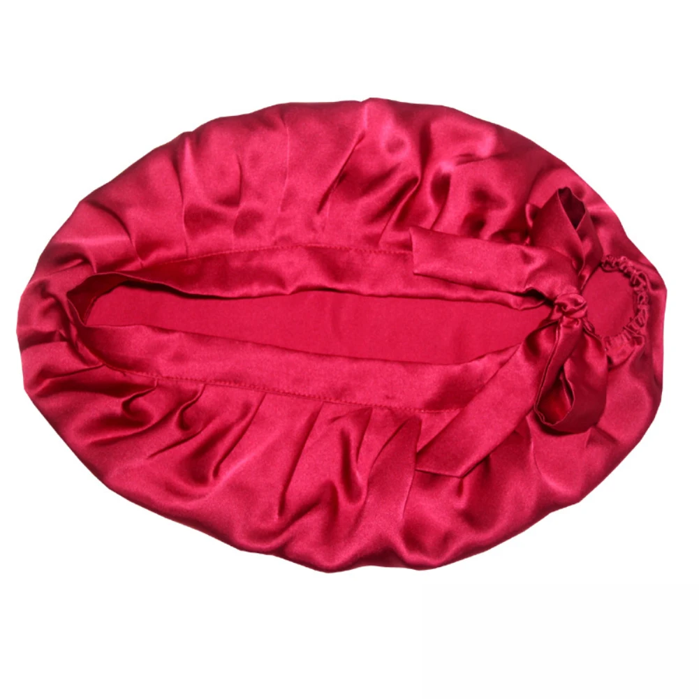 Wine Red Однотонная Мягкая Шелковая дышащая женская ночная шапка-тюрбан для ухода за волосами колпак для сна головной убор банный Инструмент Мода - Цвет: Wine Red