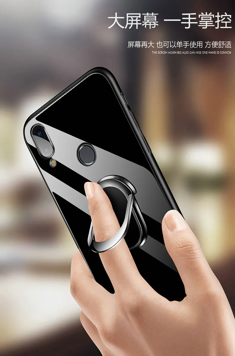 For Meizu Note 9 Case Hard Tempered Glass With Stand Ring Magnet Protective Back Cover for meizu note9 full cover shell |