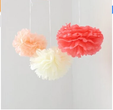 6 шт. коралловые персиковые цвета слоновой кости бумажные цветы помпоны для