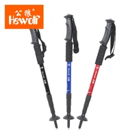 hewolf ultralight aluminum alloy 4 sections telescopic walking stick adjustable trekking alpenstock climbing hiking pole canes