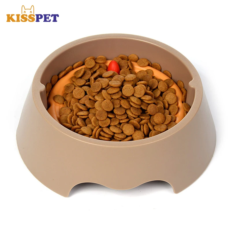 2 в 1 медленной подачи собака Еда миски воды Bowl блюда для щенка маленький большой