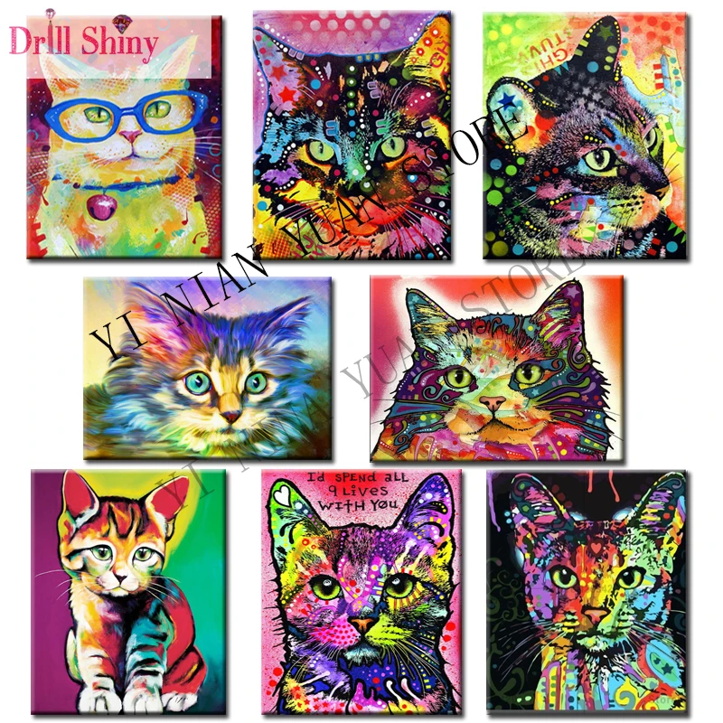 Алмазная картина цветные животные белка полный Кот 5d квадратная мозаика Набор