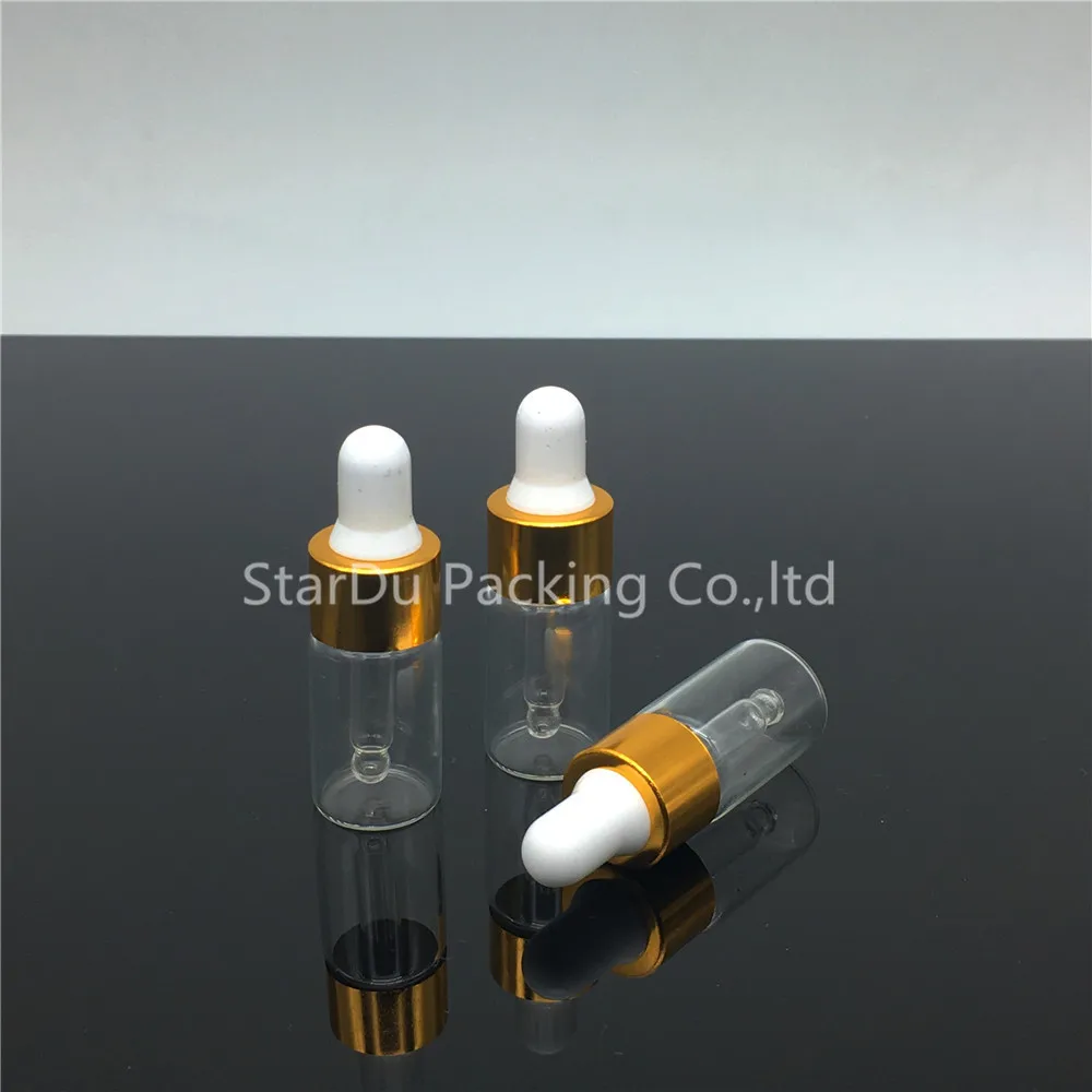 50PCS 3ML Small Clear Glass Dropper Bottle 3cc Mini Glass Vial With Pipette Dropper For Essential Oil