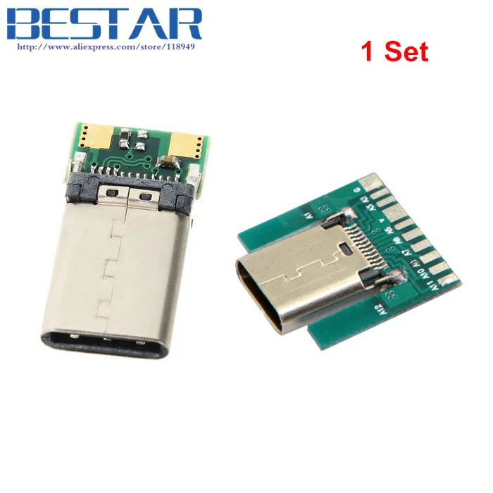 1 комплект 24-контактный разъем USB 3 типа C папа и мама | Электроника