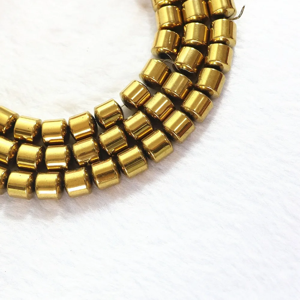 Золото-цвет гематит Камень натуральная мода новый 10х10мм колонна и трубки формы