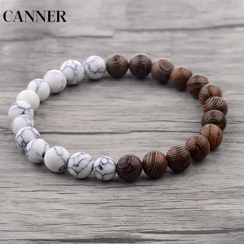 CANNER новый натуральный браслет из деревянных бусин для мужчин и женщин Ethinc
