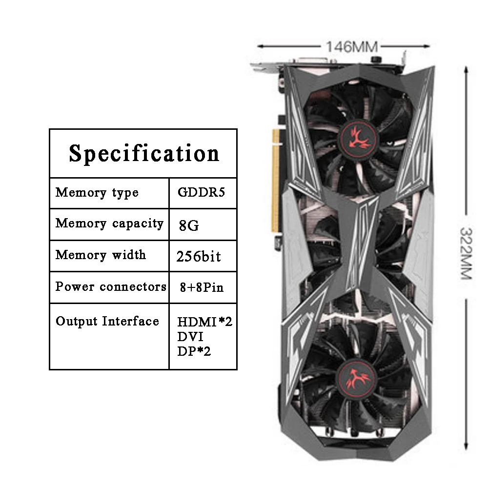 Шахтер горнодобывающей gtx1070ti видеокарта 8 ГБ/256bit/GDDR5/directx12/1607 мГц 1683 мГц/ 16nm/DVI D + 2 *