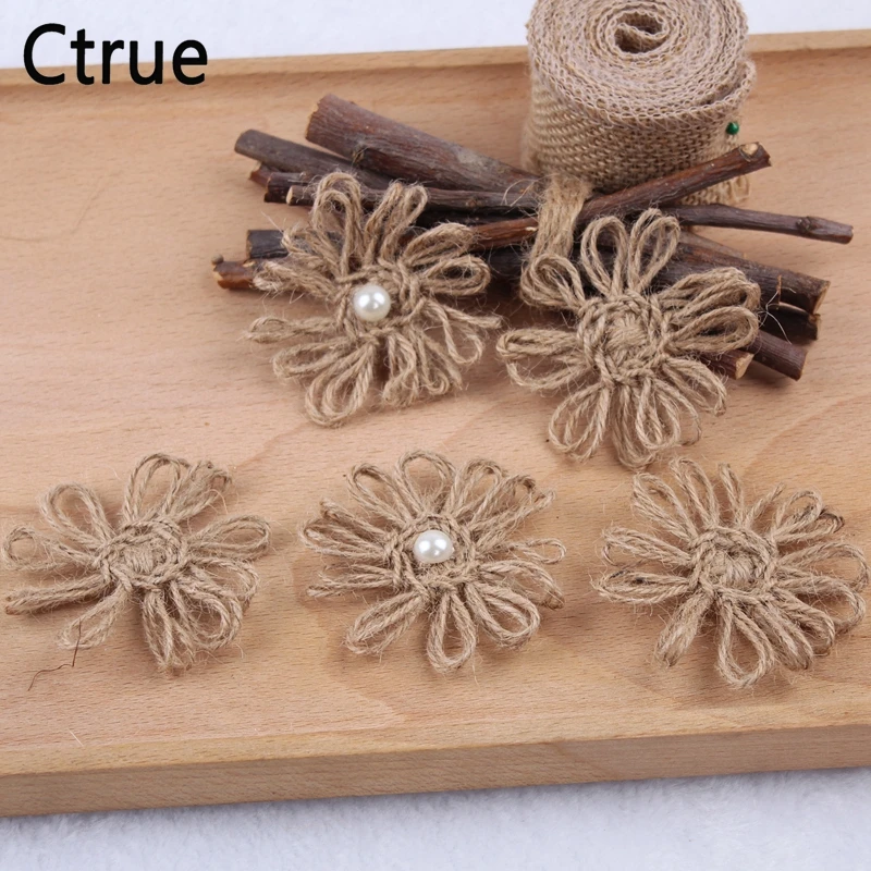 

10pcs/lot handmade Jute Burlap rope flower Hat DIY Craft rustic wedding decoration centerpieces vintage wedding decoration