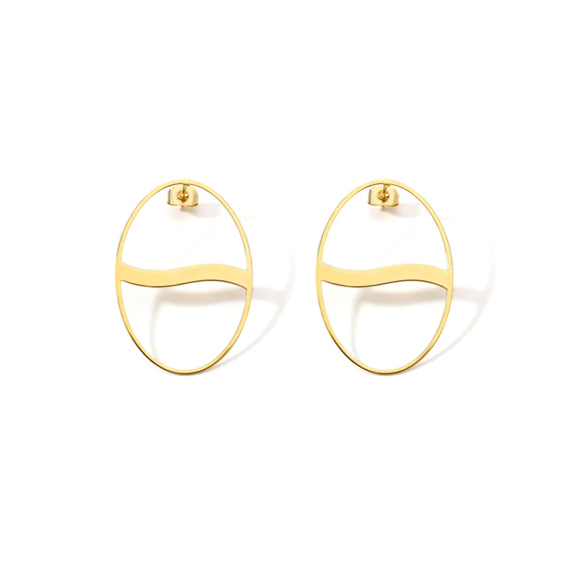 

Stainless Steel Geometric Design Stud Earrings Bijoux Jewelry Accessories For Femme Hollow Wave Stud Earrings Bridesmaid Gifts
