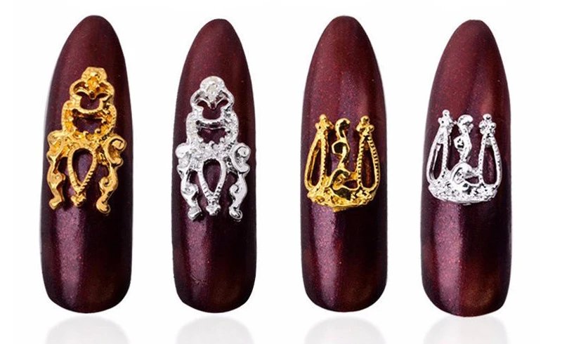 

40pcs/lot Alloy nail art gold 3d nails decorations new arrive Beautiful charms decorations nails Alloy Jewelry Hollow Design DIY