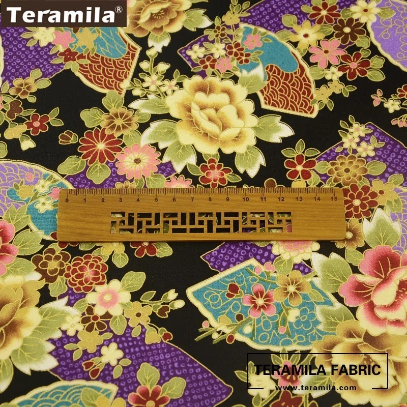 Teramila хлопок золото Фольга Лен Ткань Роскошные блестящие печатных Цветной