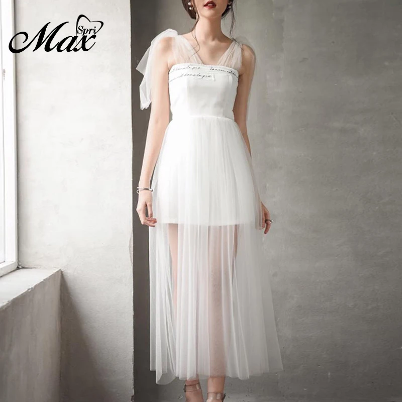 Женское Сетчатое платье на бретельках Max Spri летнее офисное трапециевидной формы