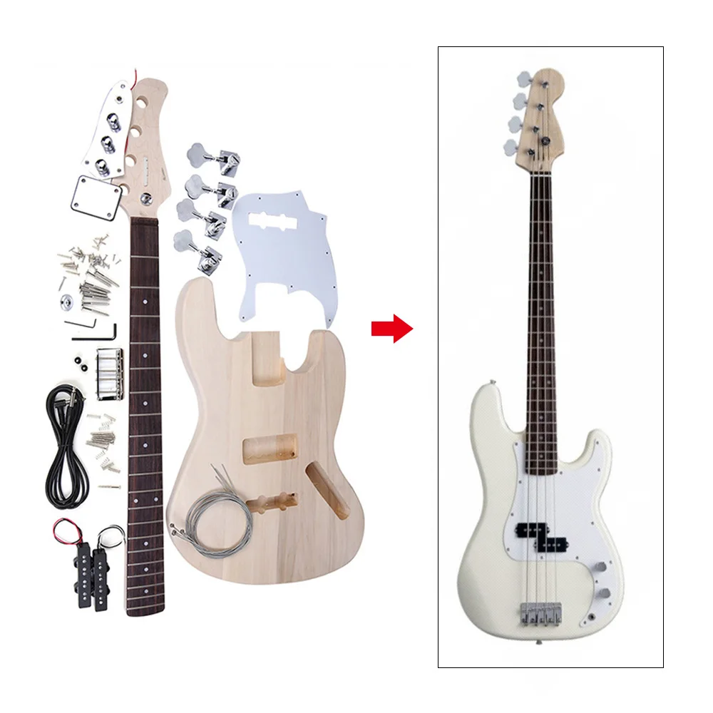 JAZZ Bass Стиль 4-струнная для электрической бас-гитары массив липы, дека, лады DIY комплект
