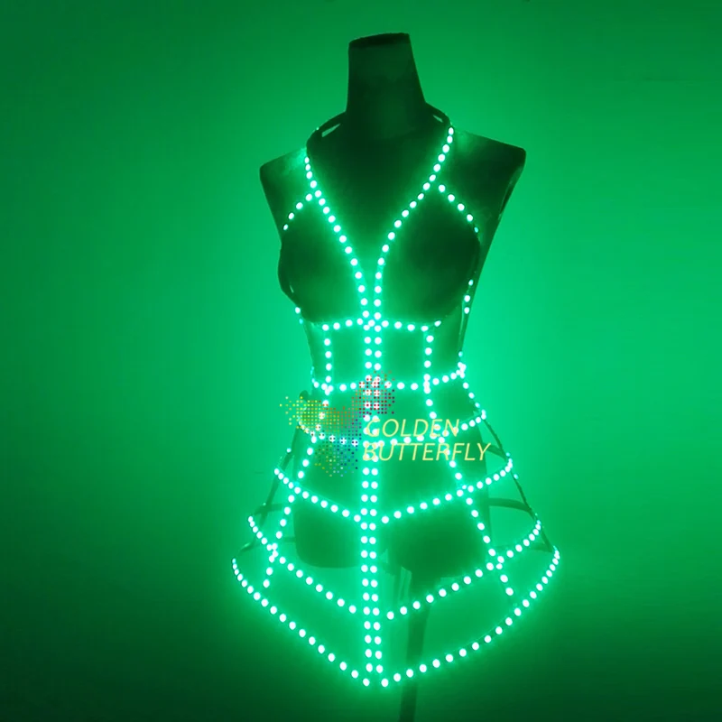 

Perspective led costumes LED light skirt three-dimensional dress light performance clothing LED lamp hollowed-out skirt