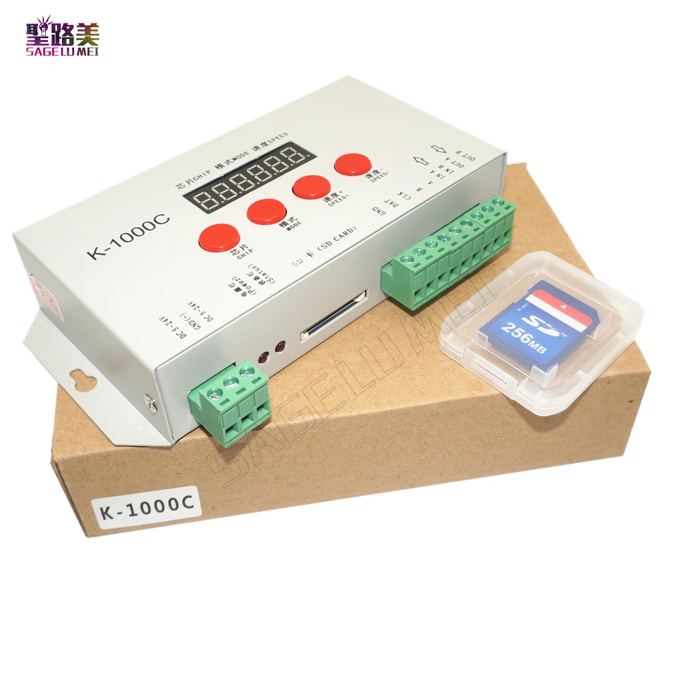 K-1000C контроллер(T-1000S обновляться) DC5V-24V WS2812B, WS2811, APA102, SK6812, 2801 светодиодный 2048 Пиксели программный контроллер