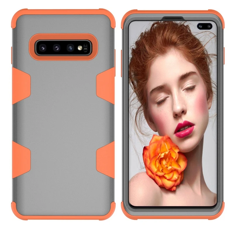 Grey and Orange 3in1 Гибридный телефон с противоударной защитой чехол для samsung Galaxy Note 9 8 S10E S10 S9 S8 плюс J7 резина+ ПК жесткий прочный чехол s - Цвет: Grey and Orange