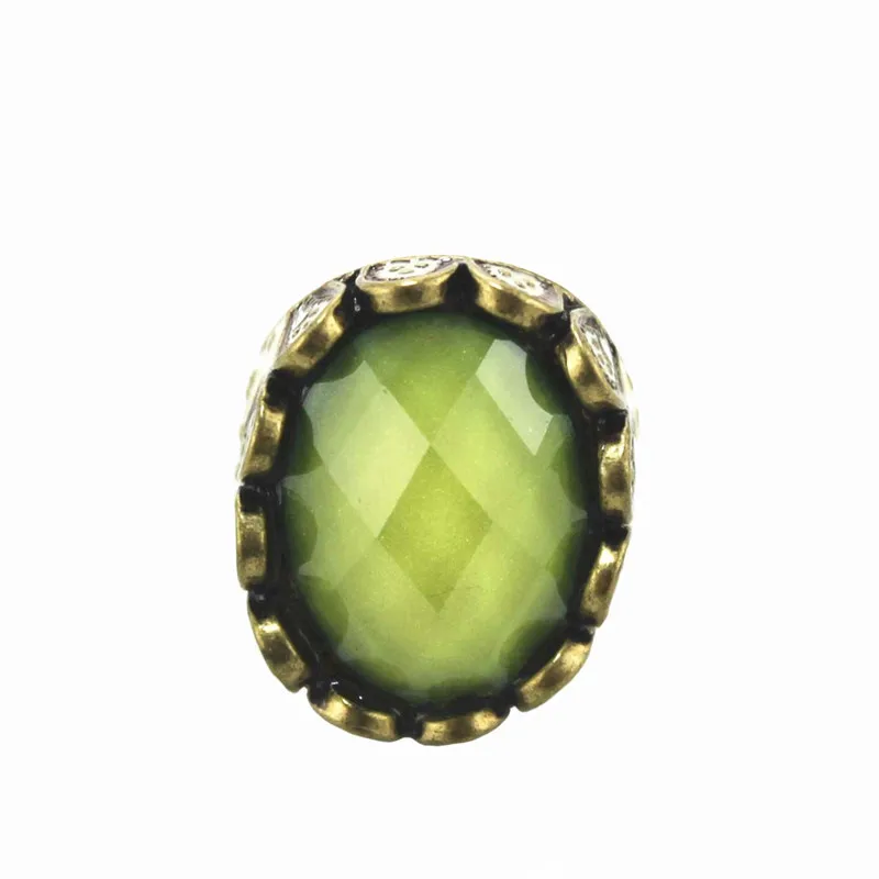 XQ ladies fashion jewelry Bronze Oval Red White Imitation Stone Pattern Square Ring for Women Retro Party Resin Accessories | Украшения и