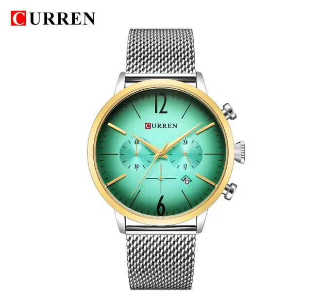 CURREN Роскошные Брендовые мужские спортивные часы, мужские Цифровые кварцевые часы из нержавеющей стали, водонепроницаемые наручные часы, мужские часы 8313 - Цвет: white green