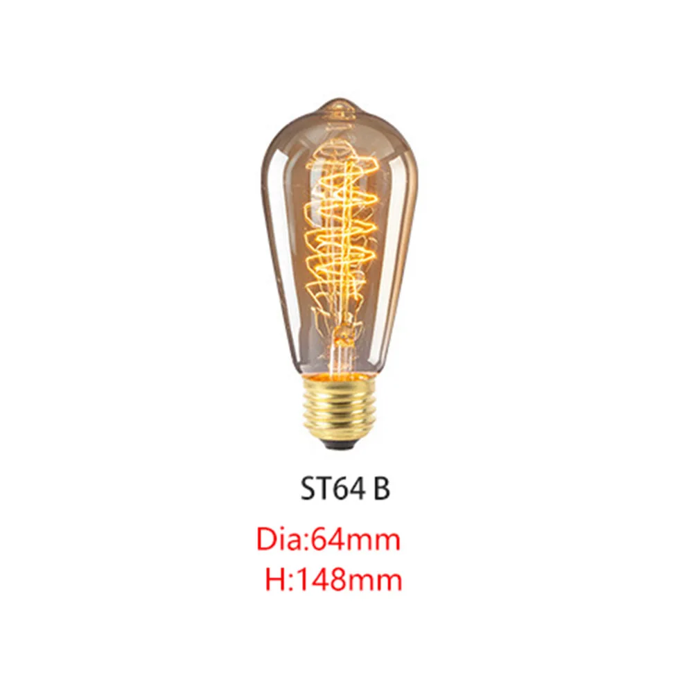 ST64B E27 Bulb E27 ретро лампы Эдисона 220 В 40 Вт ST64 G95 T10 ампулы Винтаж лампа Эдисона лампа накаливания Светильник лампы арт-деко - Цвет: ST64B E27 Bulb