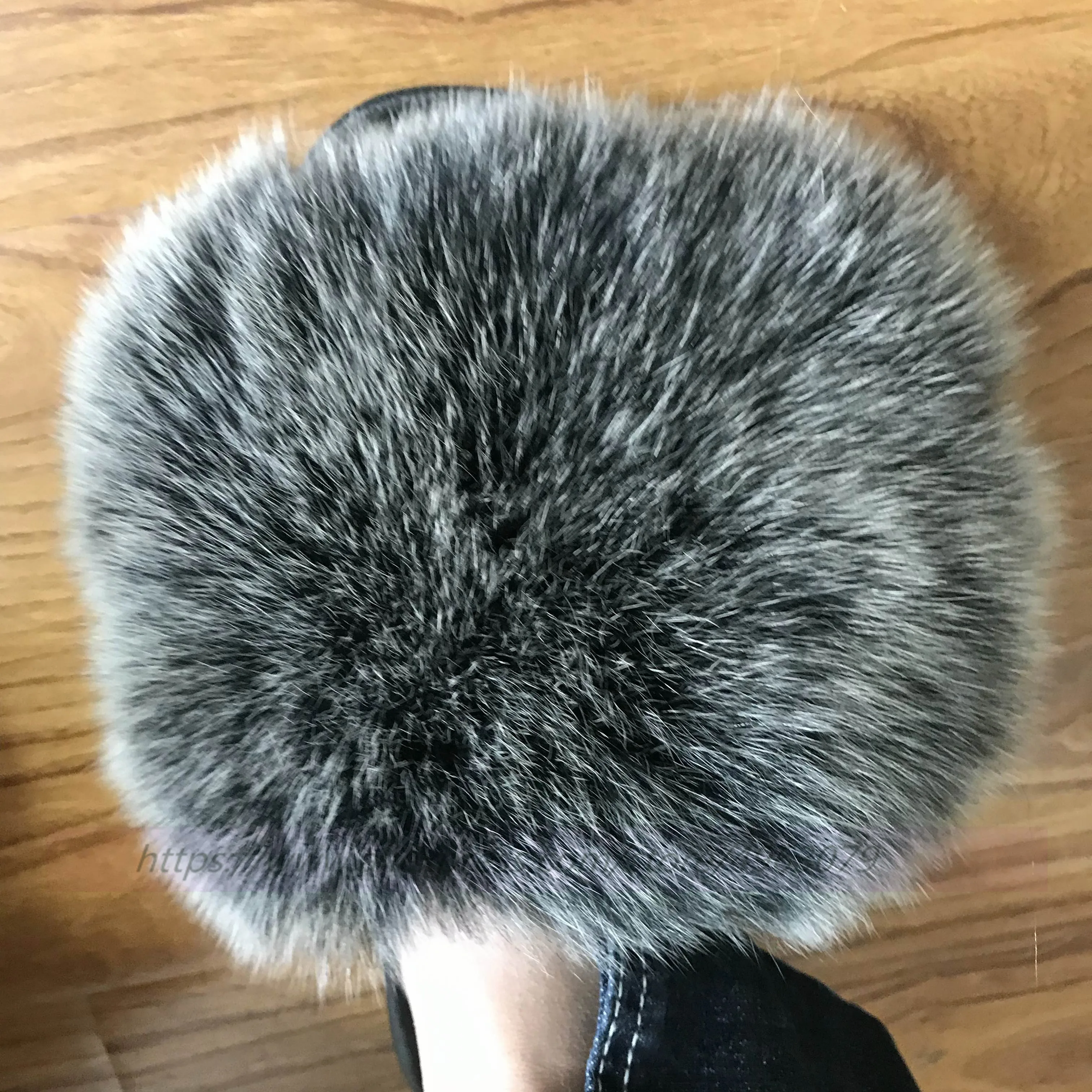 FunFur Max/большой размер XXL Шлепанцы из натурального меха лисы черного цвета Женские