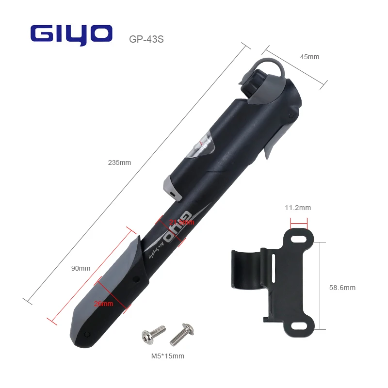 Giyo GP-43S компактный велосипедный насос 120PSI цикл воздушный насос W/Gauge Складная ручка варианты нескольких цветов кронштейн