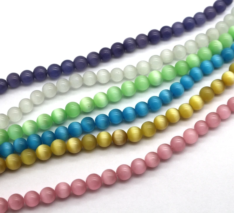 Новинка: белый розовый фиолетовый! Опаловые бусины кошачий глаз 6/8/10 /12 мм|Бусины| |