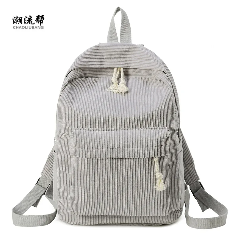 Брендовый модный вельветовый женский рюкзак школьный Mochila простой для девочки
