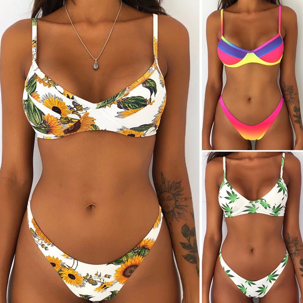 

2019 New Women Push-up Padded Bra Bikini Set 2019 Women Swimsuit Bathing Suit Triangle Swimwear Swimsuit Bathing Beach Set