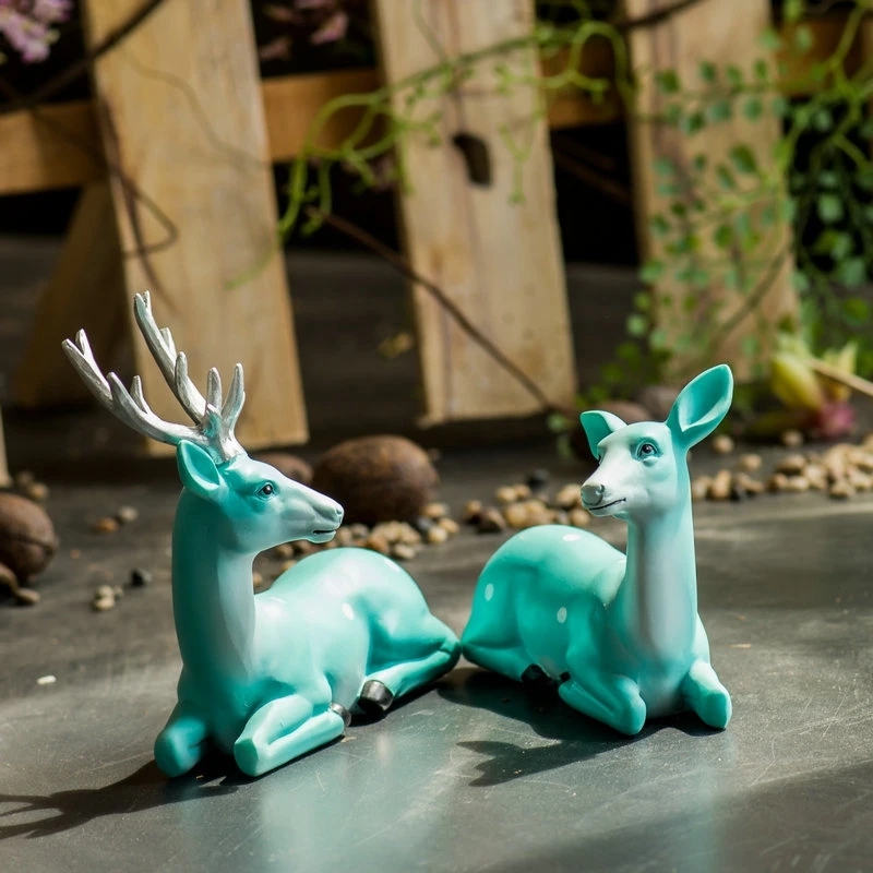 American Village Deer Home Decoration Accessories Modern Blue Resin Decoracion Hogar Creative Crafts Animal Cervo Ornaments | Дом и сад