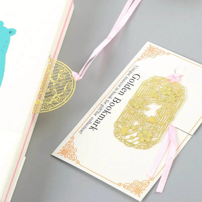 Creative Cherry Blossoms Hollow Metal Bookmark Cute Golden Bookmarks Paper Clip For Kids Gift Office School Supplies Papeterie | Канцтовары