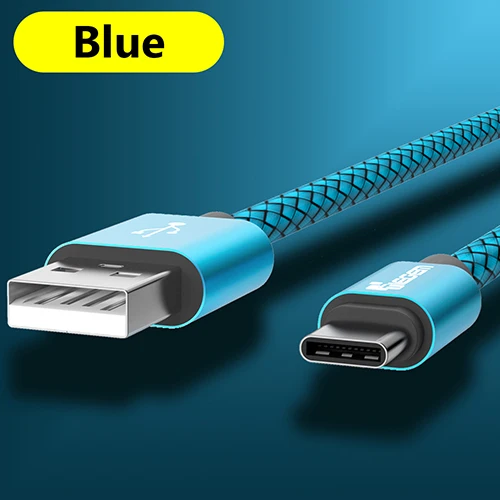 Синий TIEGEM 1 м 2 м 3M usb type C кабель USB-C быстрой зарядки мобильного телефона USB кабель для зарядки для Xiaomi Mi 8/honor 8x/samsung S9 S8 - Цвет: Синий