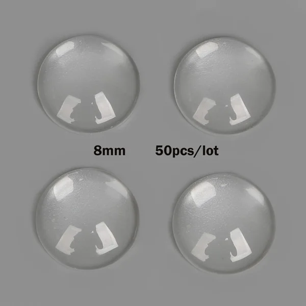 Round 8mm 50pcs Горячее предложение, Круглый квадратный овальный плоский задний прозрачный увеличительное стекло, кабошон, камея, покрытие для изготовления ювелирных изделий своими руками - Цвет: Round 8mm 50pcs