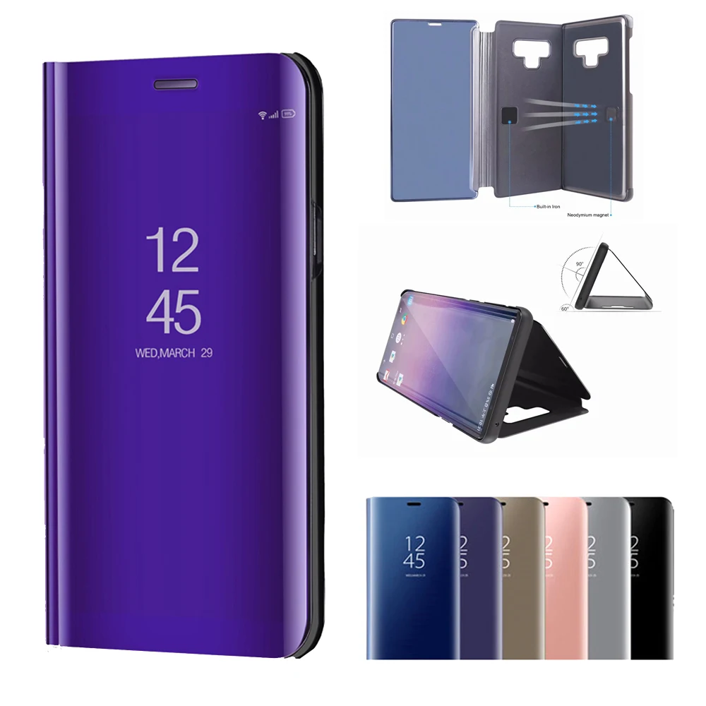 Зеркало вид смарт чехол для samsung Galaxy A6 A7 S6 S7 S8 S9 примечание 9 8 5 4 A3 A5 A8 A9 Star Lite Edge Plus 2017