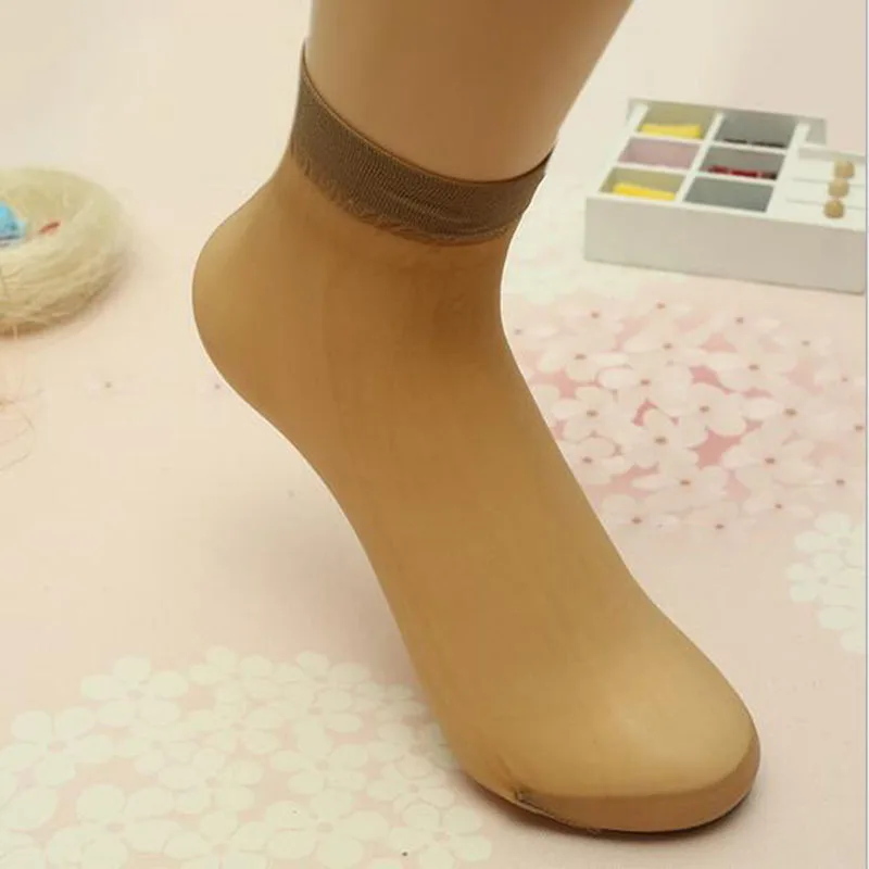 20 шт./лот ультратонкие прозрачные женские летние носки короткие со стразами для