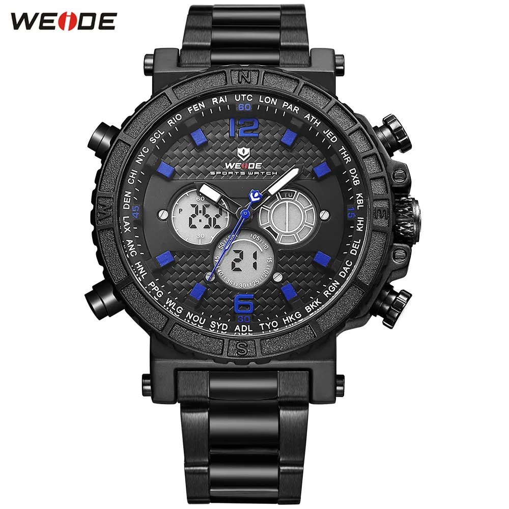 Модные Повседневные WEIDE LED функциональные часы спортивные мужские Цифровые