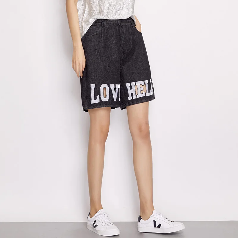 LEIJIJEANS Новое поступление летние свободные женские джинсовые шорты размера плюс с