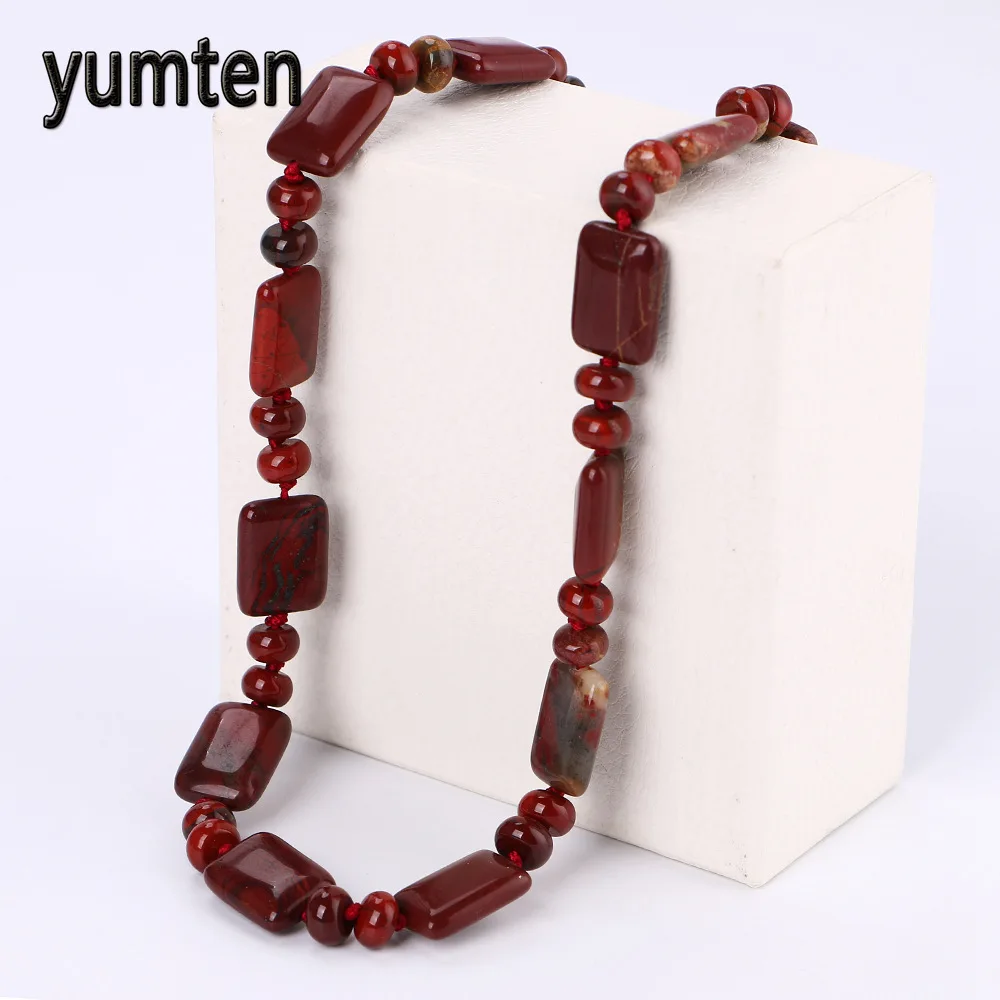 Yumten Red Jasper Power ожерелье квадратный натуральный камень кристалл женское ювелирное