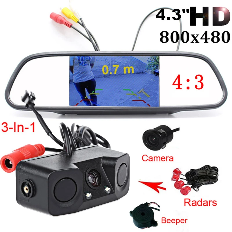 Автомобильная камера заднего вида 4 3 дюйма водонепроницаемая - Цена: 1 697,05 руб.