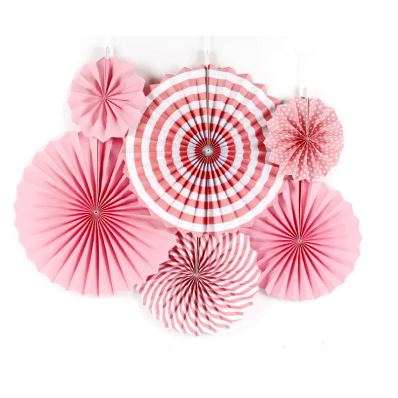 6 шт. бумажные веера Pinwheels Висячие цветочные поделки для детского дня рождения