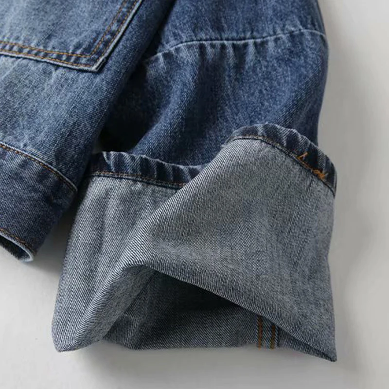 Куртка GOPLUS женская джинсовая с отложным воротником свободная повседневная