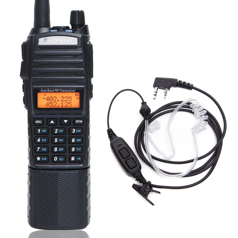 add headset Baofeng UV-82 Plus, 8 Вт, высокая мощность, 3800 мА/ч, батарея с разъемом постоянного тока, портативная рация, радиосвязь, радиосвязь - Цвет: add headset
