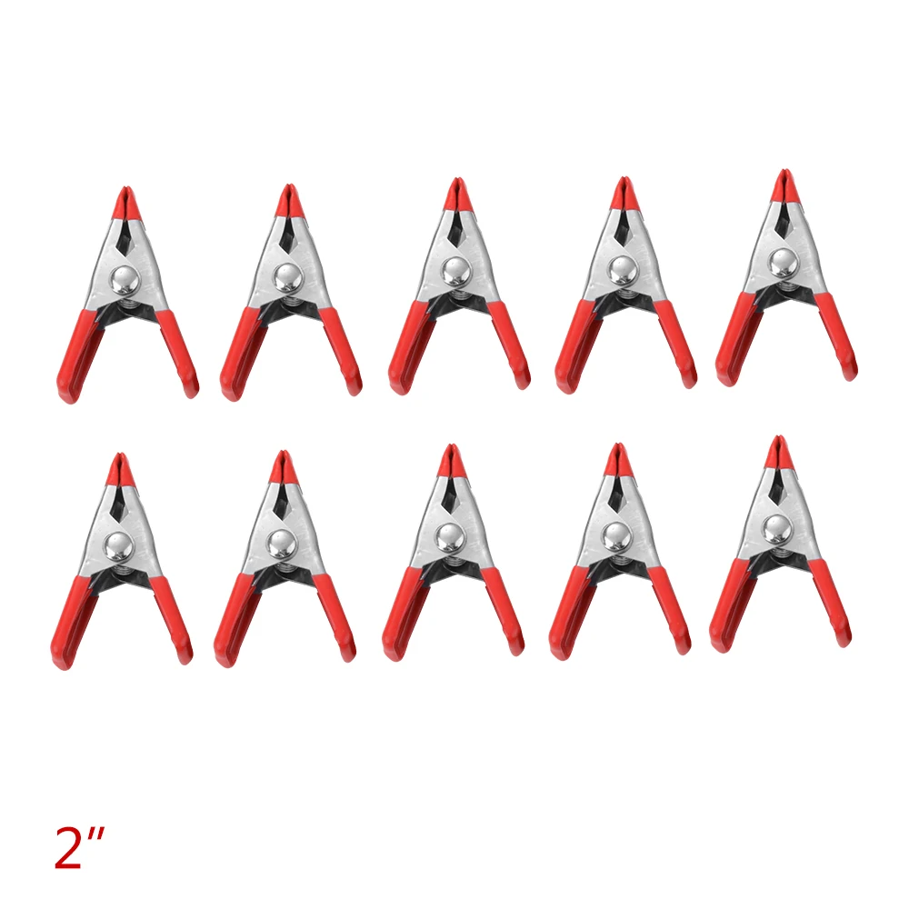 10pcs 2" Mini Metal Heavy Duty Spring Clamps Crocodile Clip Red Plastic Tips Tool Clips Grip Holder HT395 | Обустройство дома