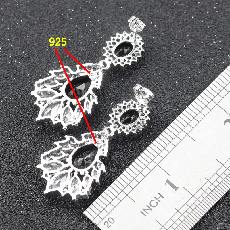 Для женщин Свадебные украшения набор для 925 Серебряный Цвет штамп черный