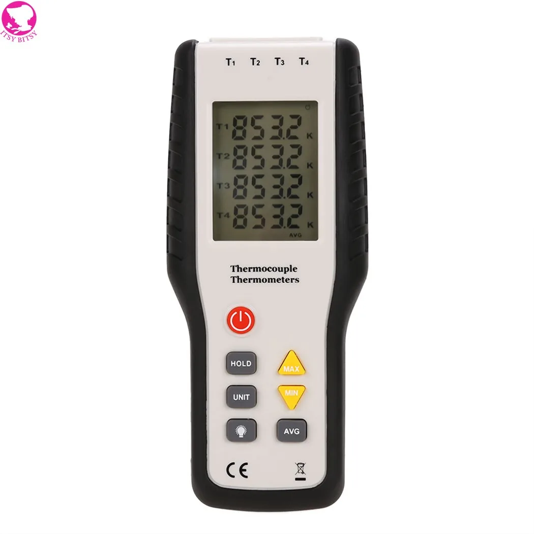 Ручной Цифровой 4 Канала Термометр Высокая Точность Измеритель Температуры K Тип