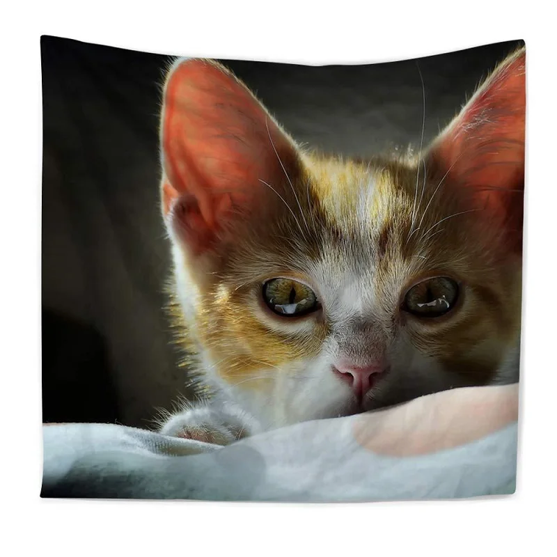 TUEDIO 3D Creative Cute Cats Series Pattern Polyester Tapestry Animal Printed Pets Wall Hanging Mural Living Room Home Decor | Дом и сад