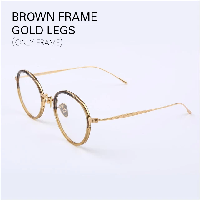 BROWN(GOLD LEG) Сладкие цитрусовые B титановые круглые очки Оптические винтажные Золотые очки от близорукости очки женские очки - Цвет оправы: BROWN(GOLD LEG)