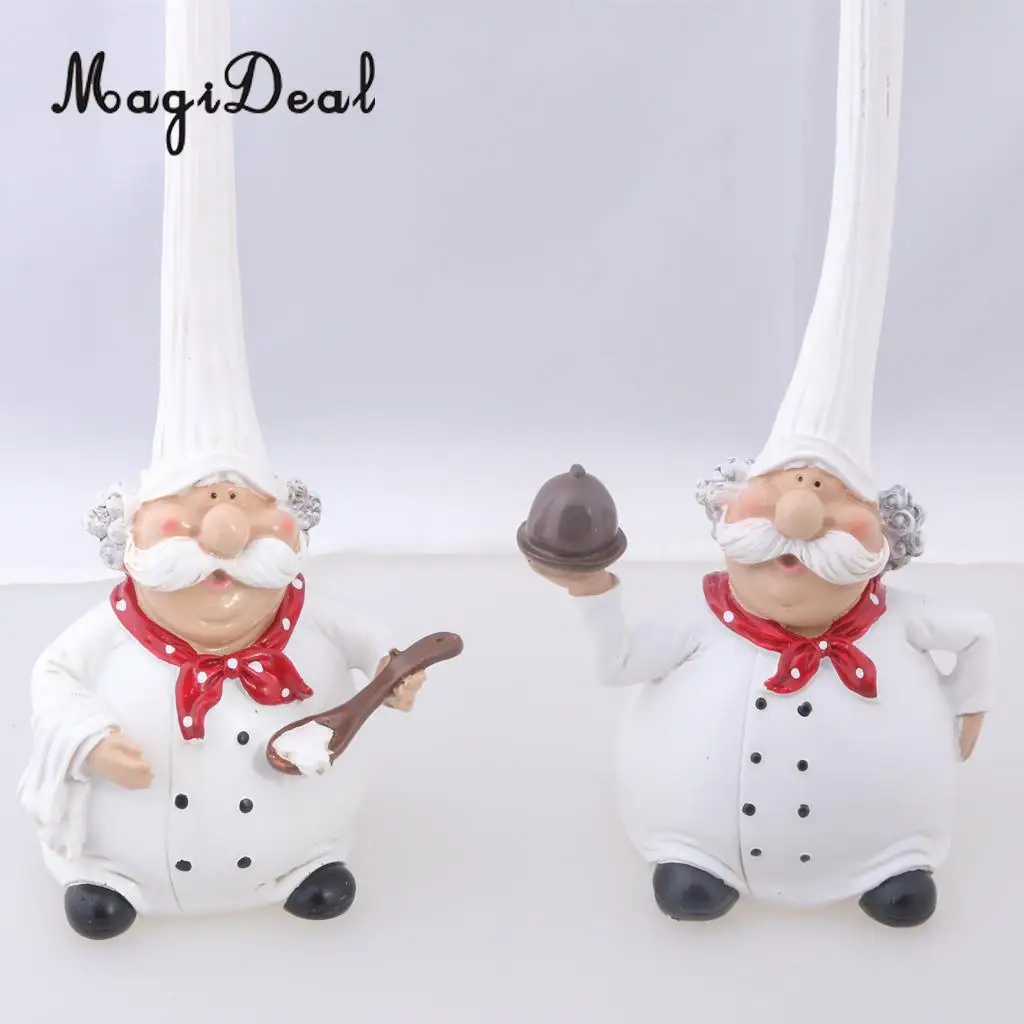 2pcs Italian Chef Figurines Kitchen Dining Bar Counter Top Decor Cooking Statue Collectible Housewarming Gift | Дом и сад