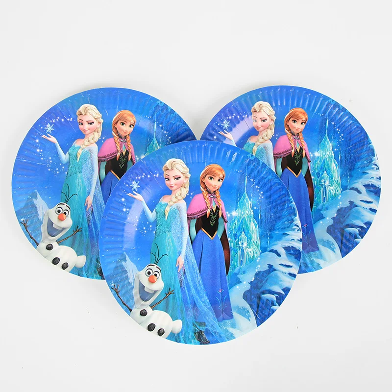 70 шт. вечерние столовые приборы в стиле «Холодное сердце», в том числе чашка+ тарелка+ Бумажные Соломенные вечерние украшения, принадлежности для детского дня рождения