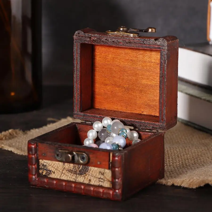 Винтажная ручная работа из дерева мини контейнер для ювелирных изделий кольцо