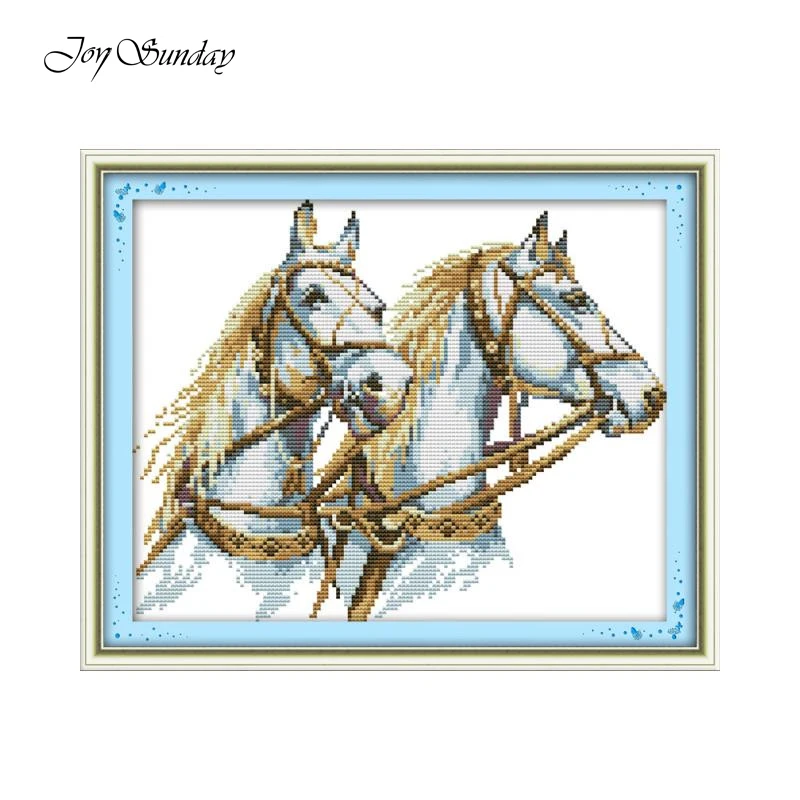 Cross Stitch-D326 Радость воскресенье Счетный крест DMC 11CT 14CT животные вышивка крестом картины Четыре Лошади рукоделие Наборы для ухода за кожей печатных холст д - Цвет: Cross Stitch-D326